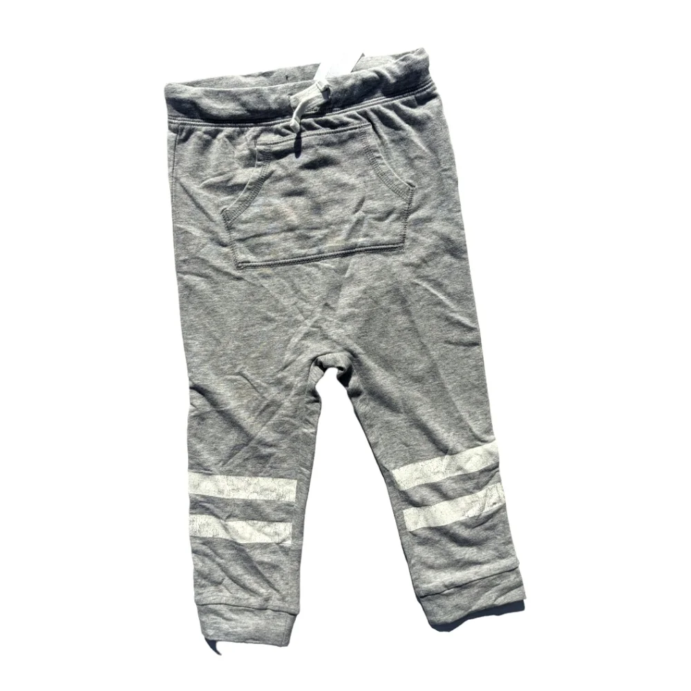Gymboree Boys 3T Athletic Grey w/ White Stripes Drawstring Sweatpant